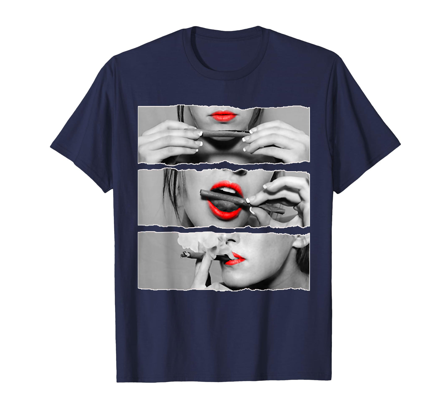 Gifts for Rolling Lovers Roll It Lick It Smoke It Red Lips Pretty Lady Smoking T-Shirt