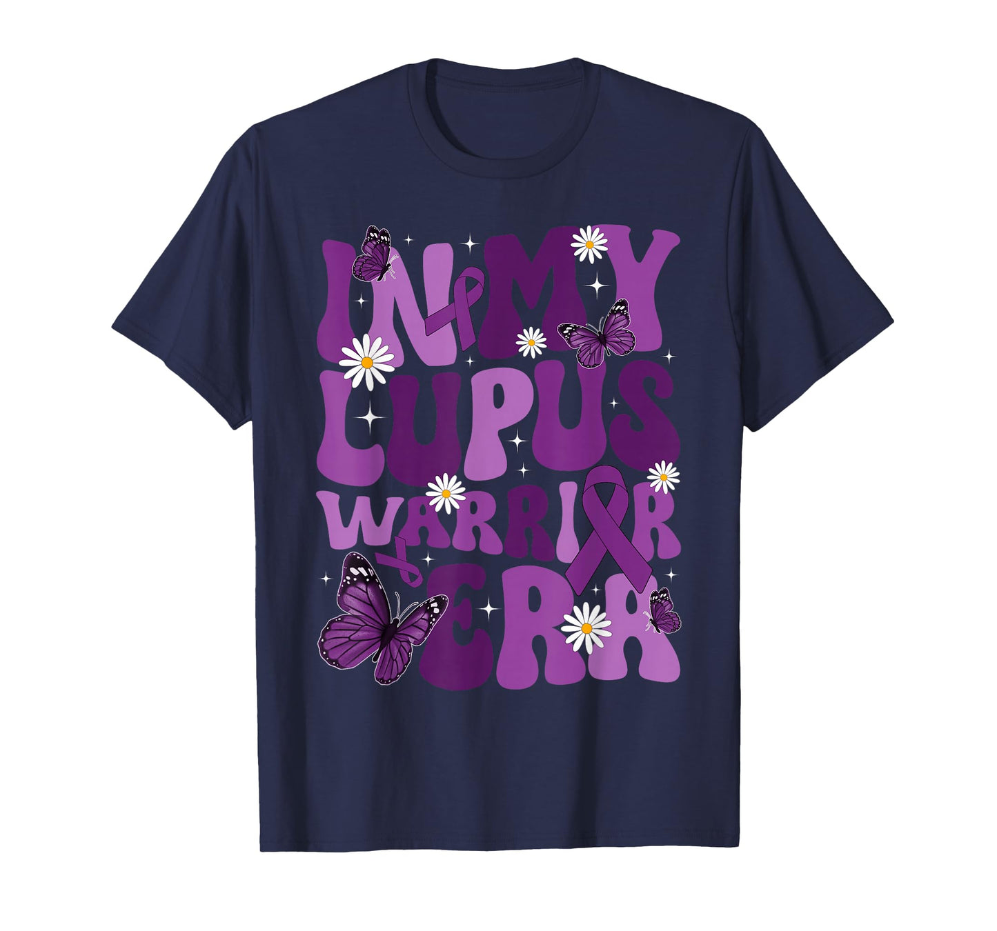 Retro Groovy In My Lupus Warrior Era Survivor Purple Ribbon T-Shirt