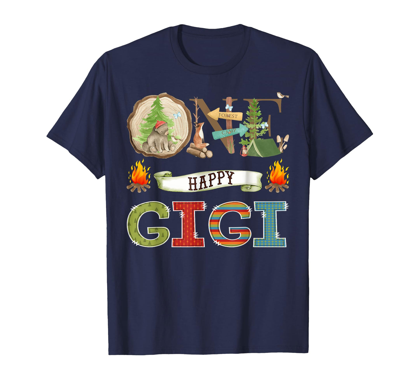 One Happy Gigi Camper 1St Birthday Camping Bear T-Shirt