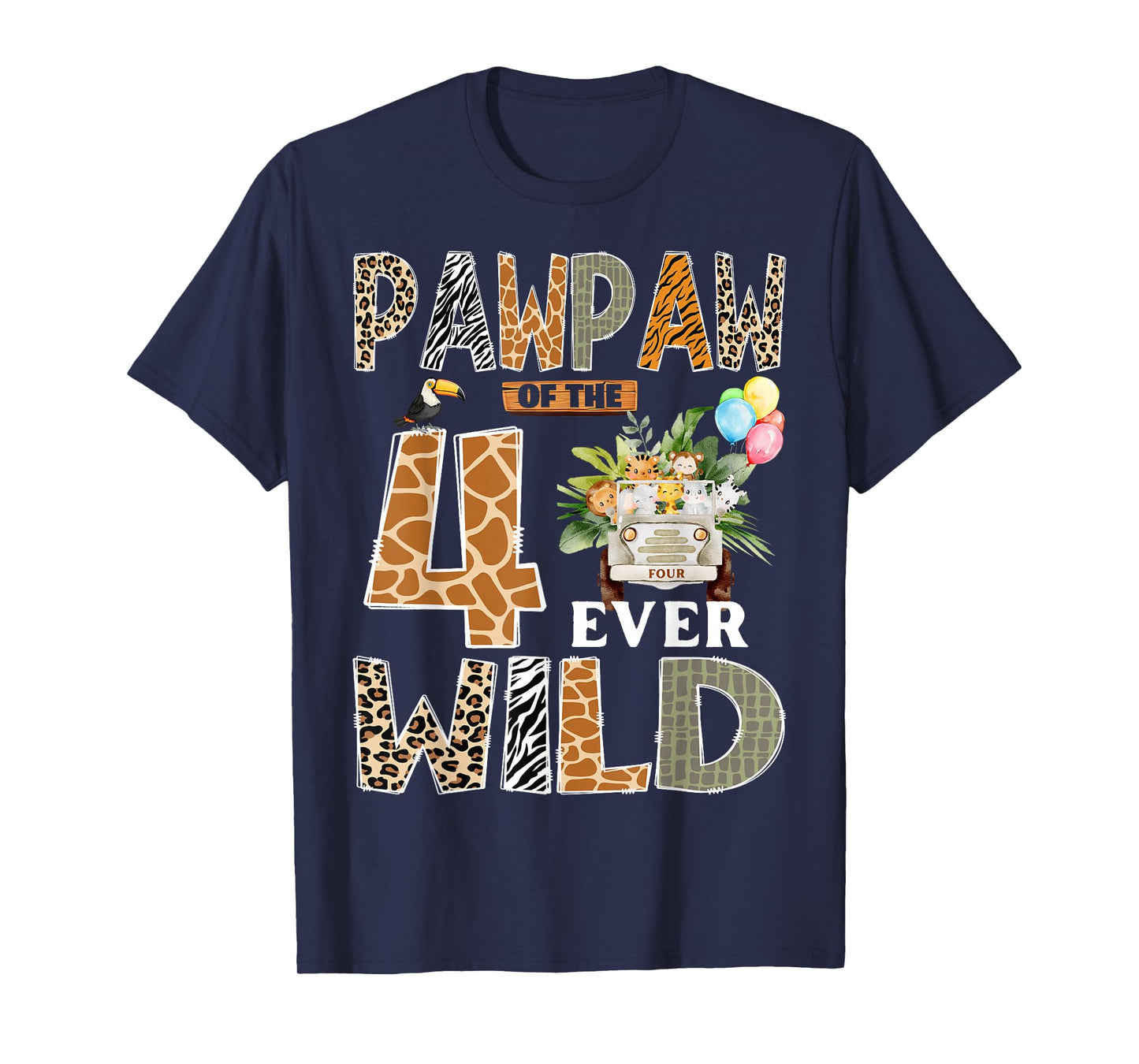 Pawpaw of The Four Ever Wild Safari 4th Birthday Boy T-Shirt