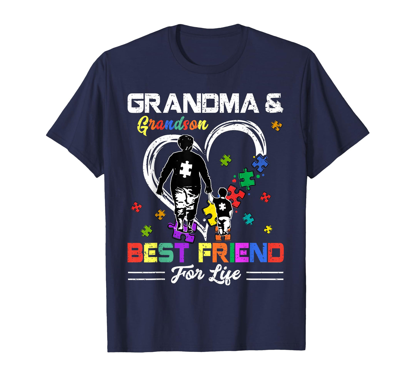 Grandma And Grandson Best Friend For Life Autism Awareness T-Shirt