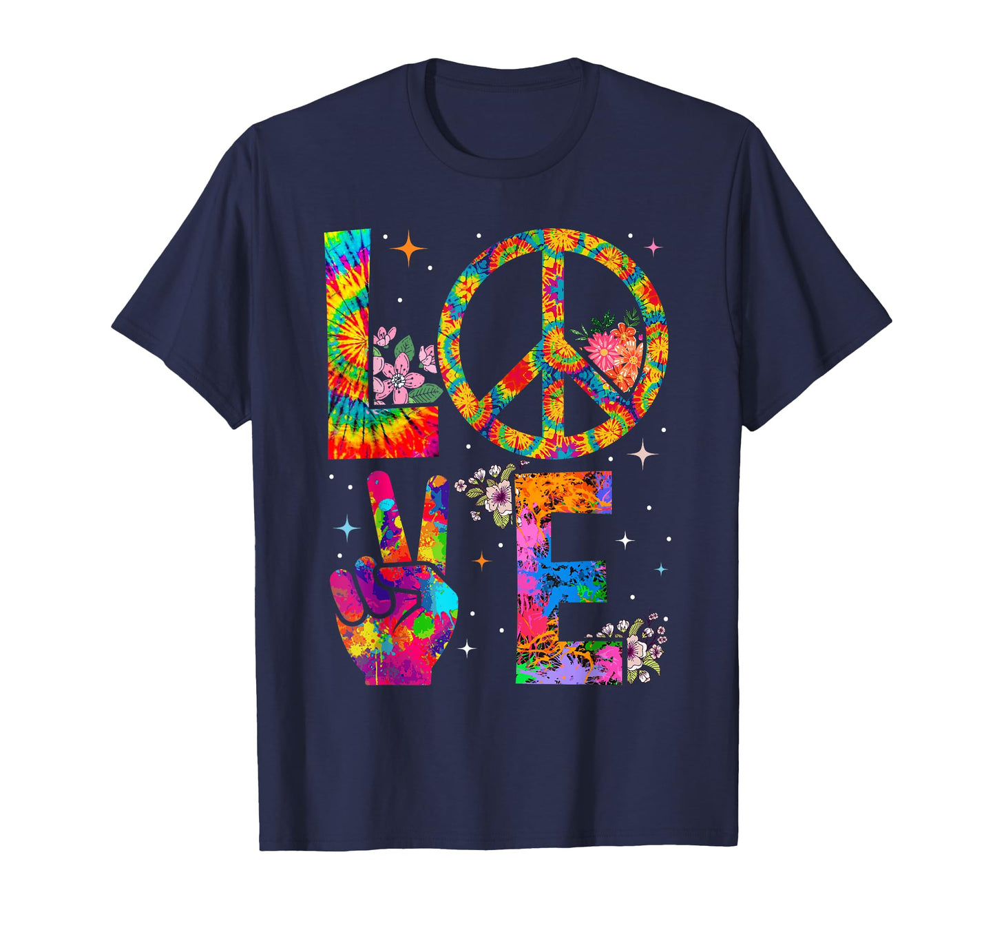 Peace Sign Love 60s 70s Tie Dye Hippie Costume T-Shirt