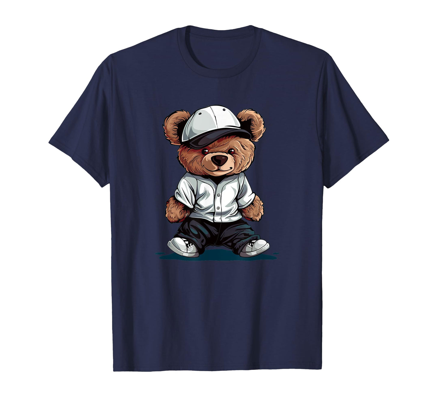 Cool Cap Teddy Bear in Baseball Costume T-Shirt