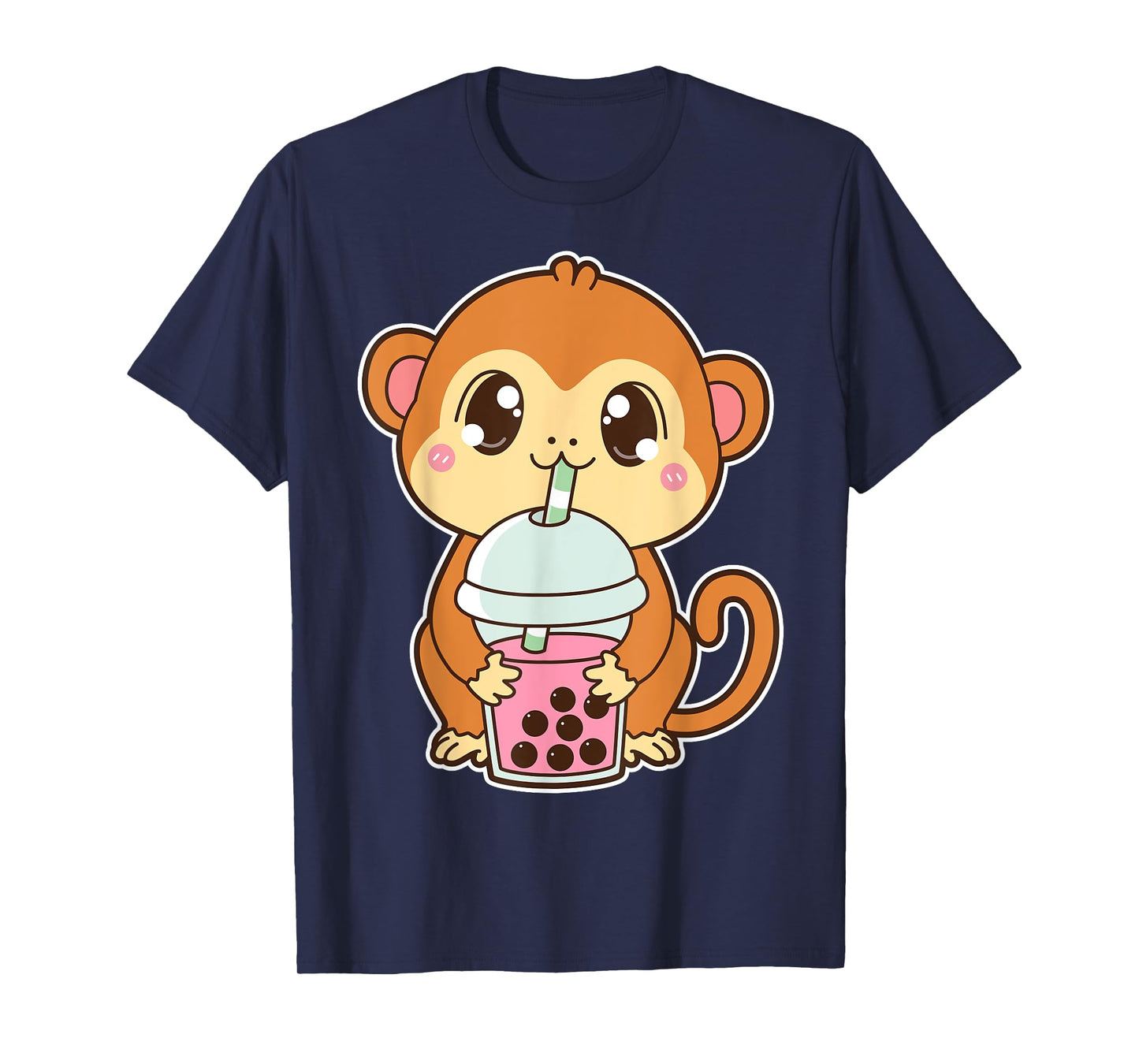 Kawaii Cute Zodiac Boba Monkey Strawberry Bubble Milk Tea T-Shirt