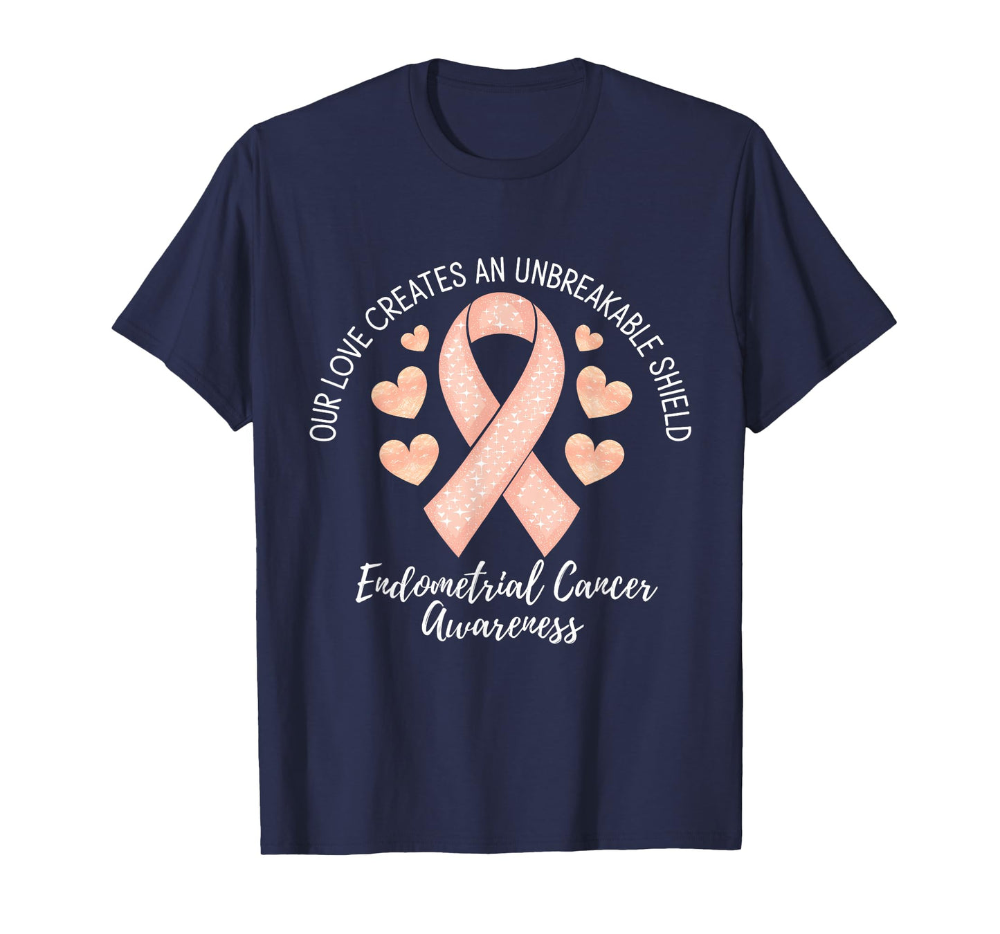 Endometrial Cancer Awareness Peach Ribbon T-Shirt