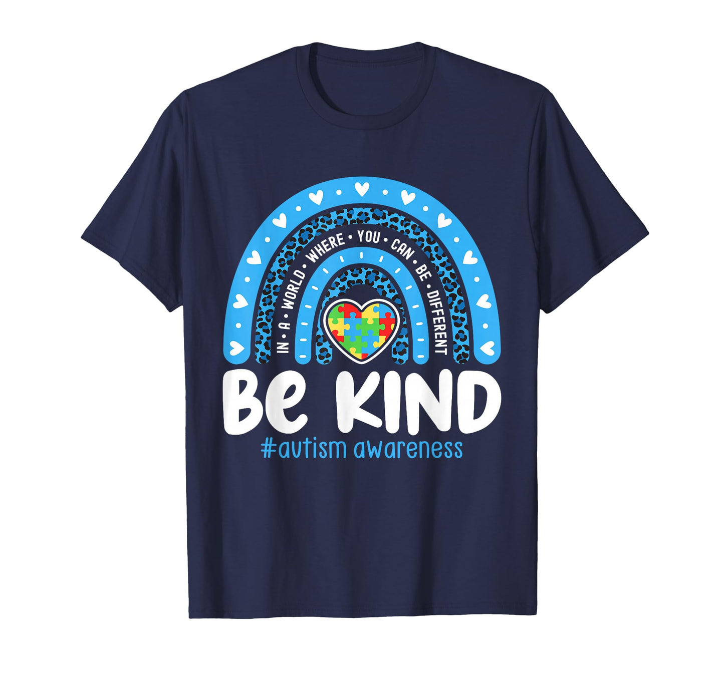 Autism Awareness Rainbow In April We Wear Blue Ribbon Autism T-Shirt