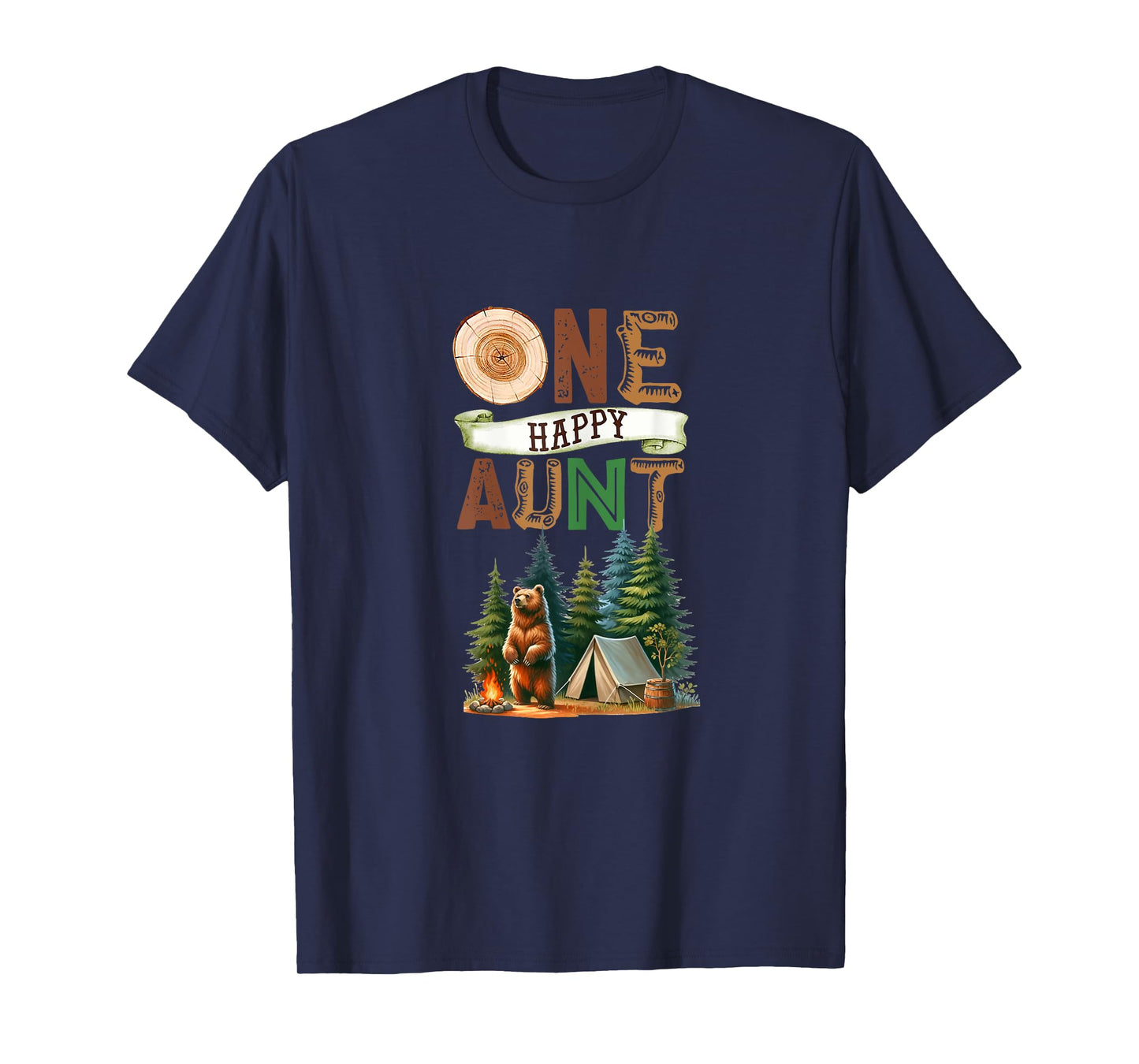 One Happy Aunt Camper First Birthday Camping Bear Auntie T-Shirt
