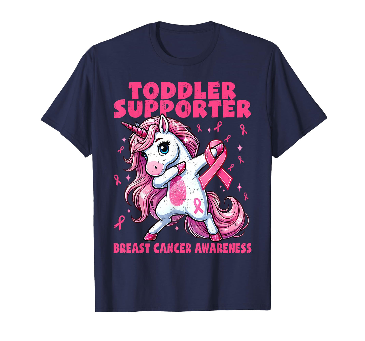 Kid Toddler Supporter Unicorn Breast Cancer Awareness Girls T-Shirt