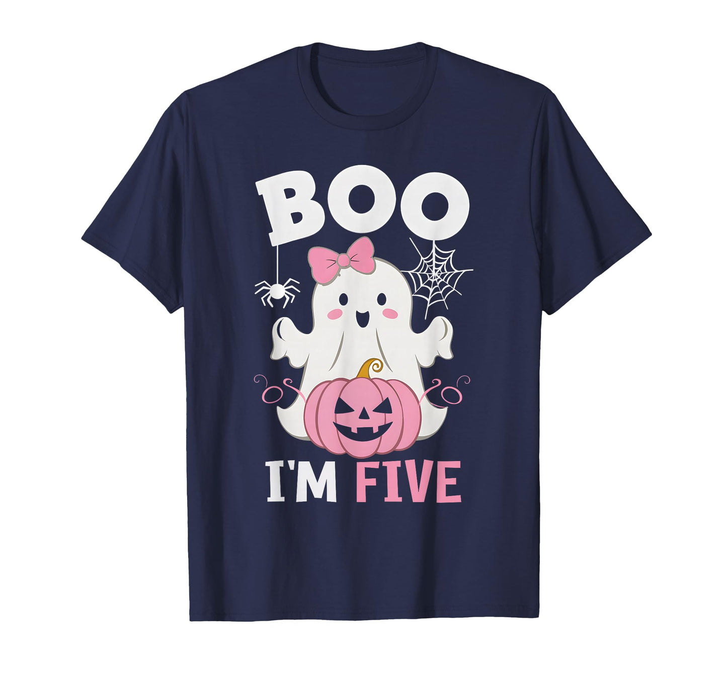 Ghost Boo I'm Five Year 5th Birthday Girls Halloween Groovy T-Shirt