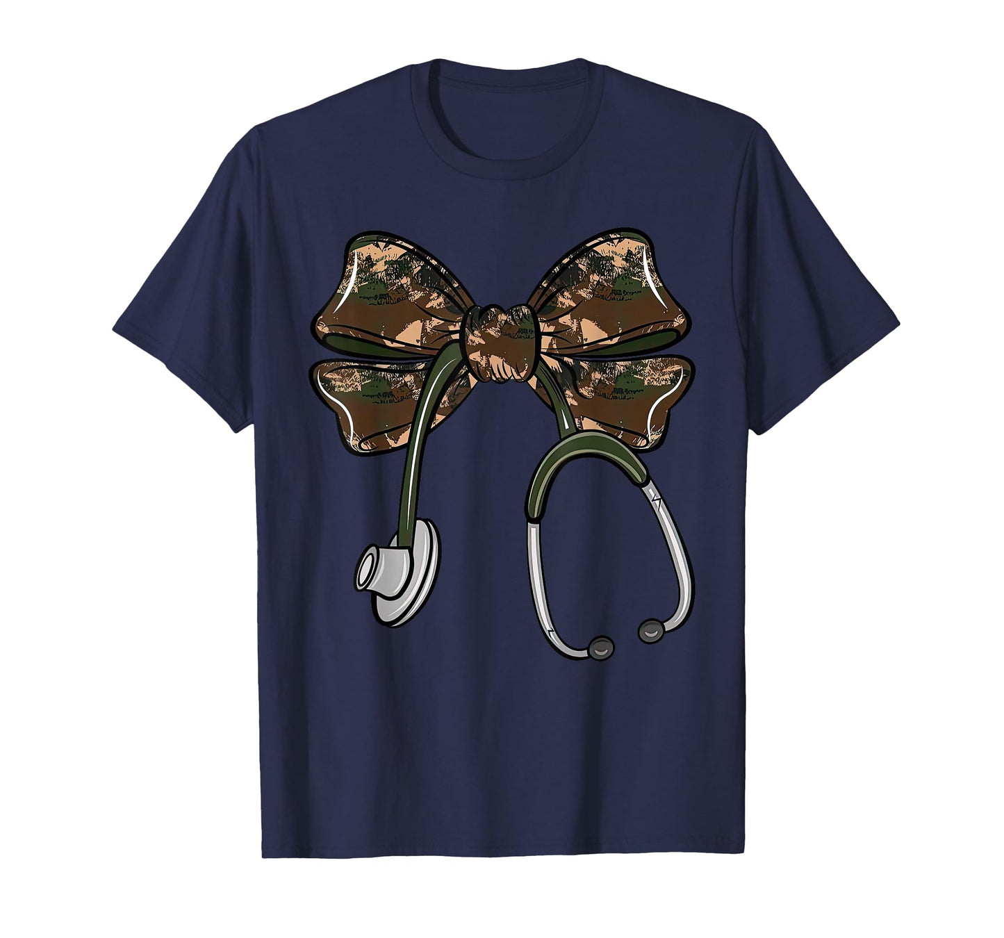 Cute Camo Nurse Coquette Bow Stethoscope Registered Nurse T-Shirt