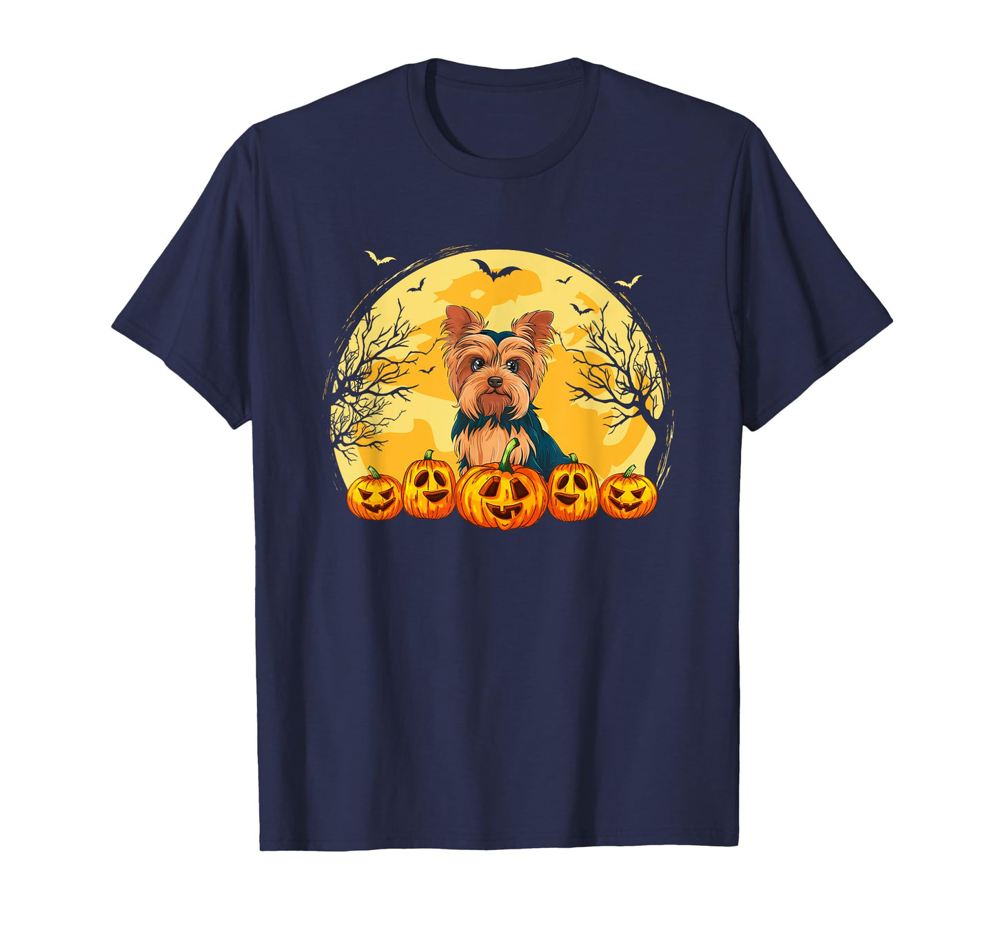 Funny Yorkie Dog Pumpkins Halloween Costume Men Women Kids T-Shirt