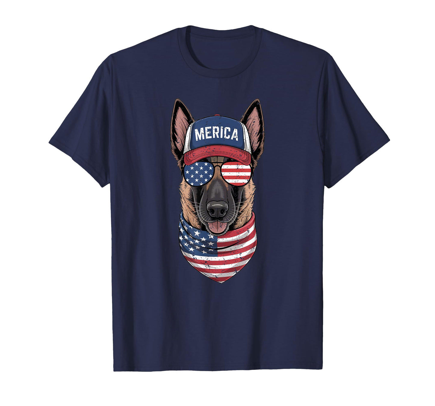 Belgian Malinois 4th of July US American Flag Dog Patriotic T-Shirt