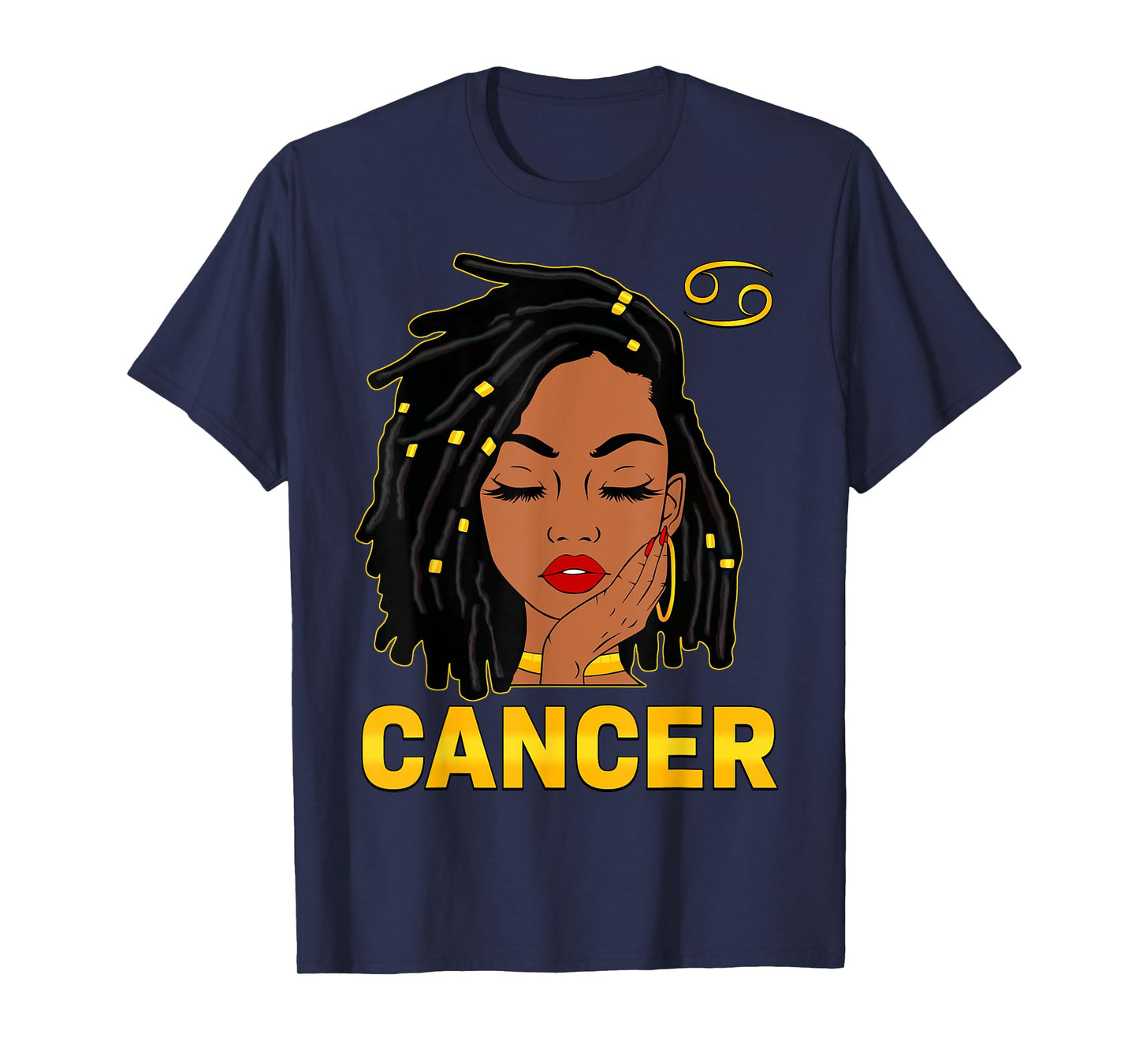 Cancer Queen Loc'd Hair Black Woman Zodiac Sign Birthday T-Shirt