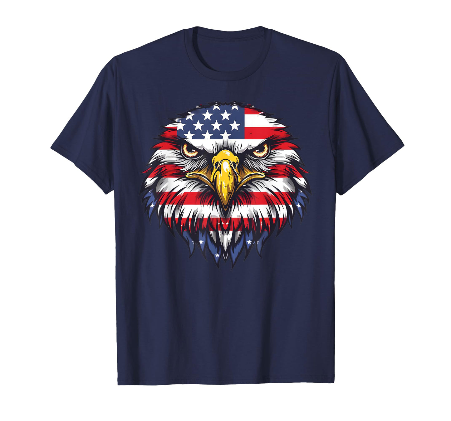 Patriotic Flag Hawk 4th Of July Funny Animal Face T-Shirt