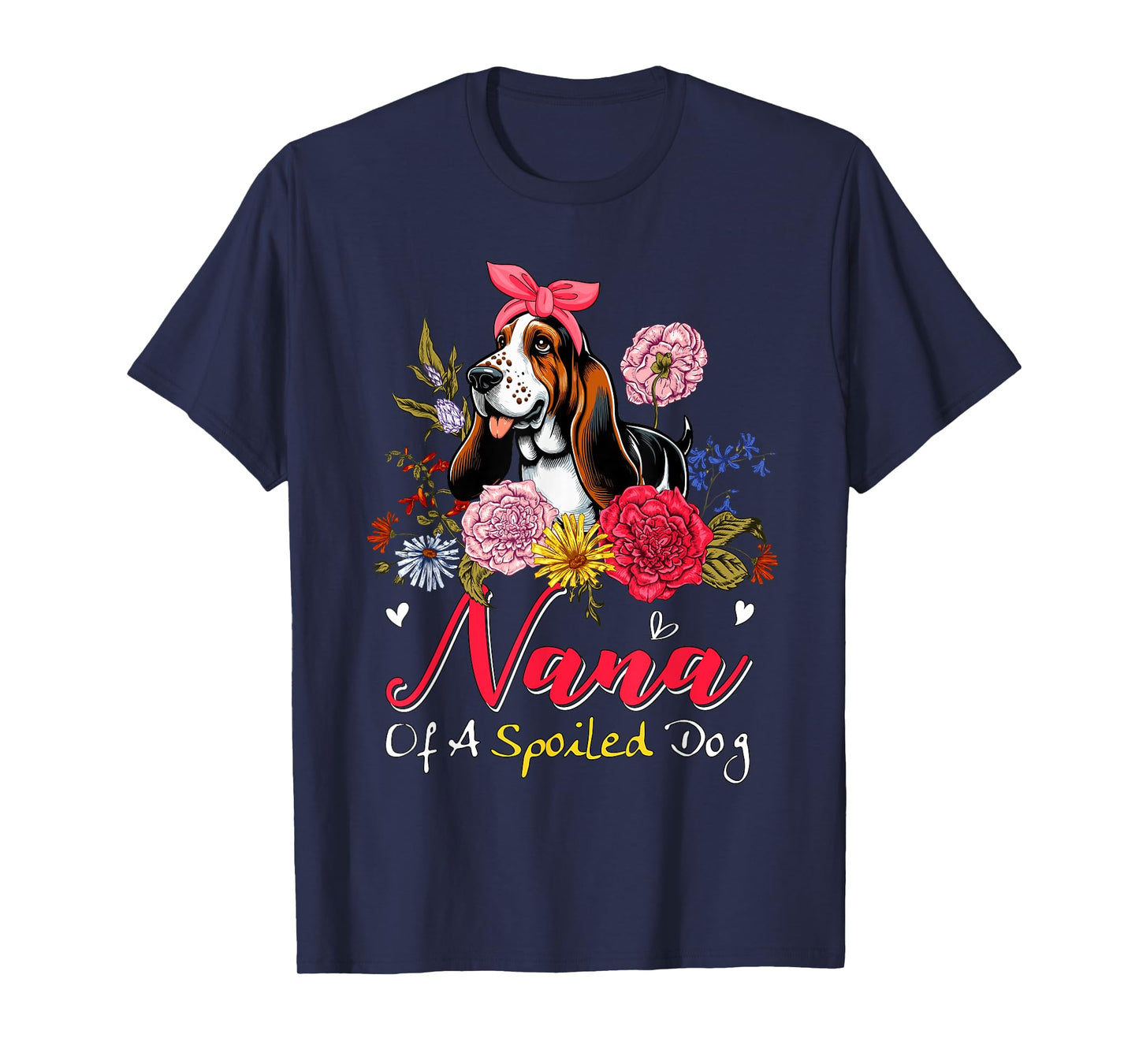 Nana Of A Spoiled Dog Mother's Day Basset Hound Bow Tie Men Women T-Shirt