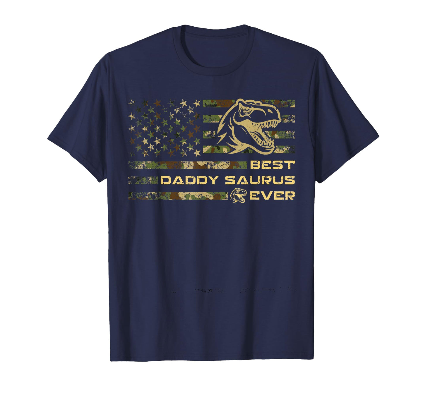 Daddysaurus T Rex Dinosaur Daddy Saurus Camo American Flag T-Shirt