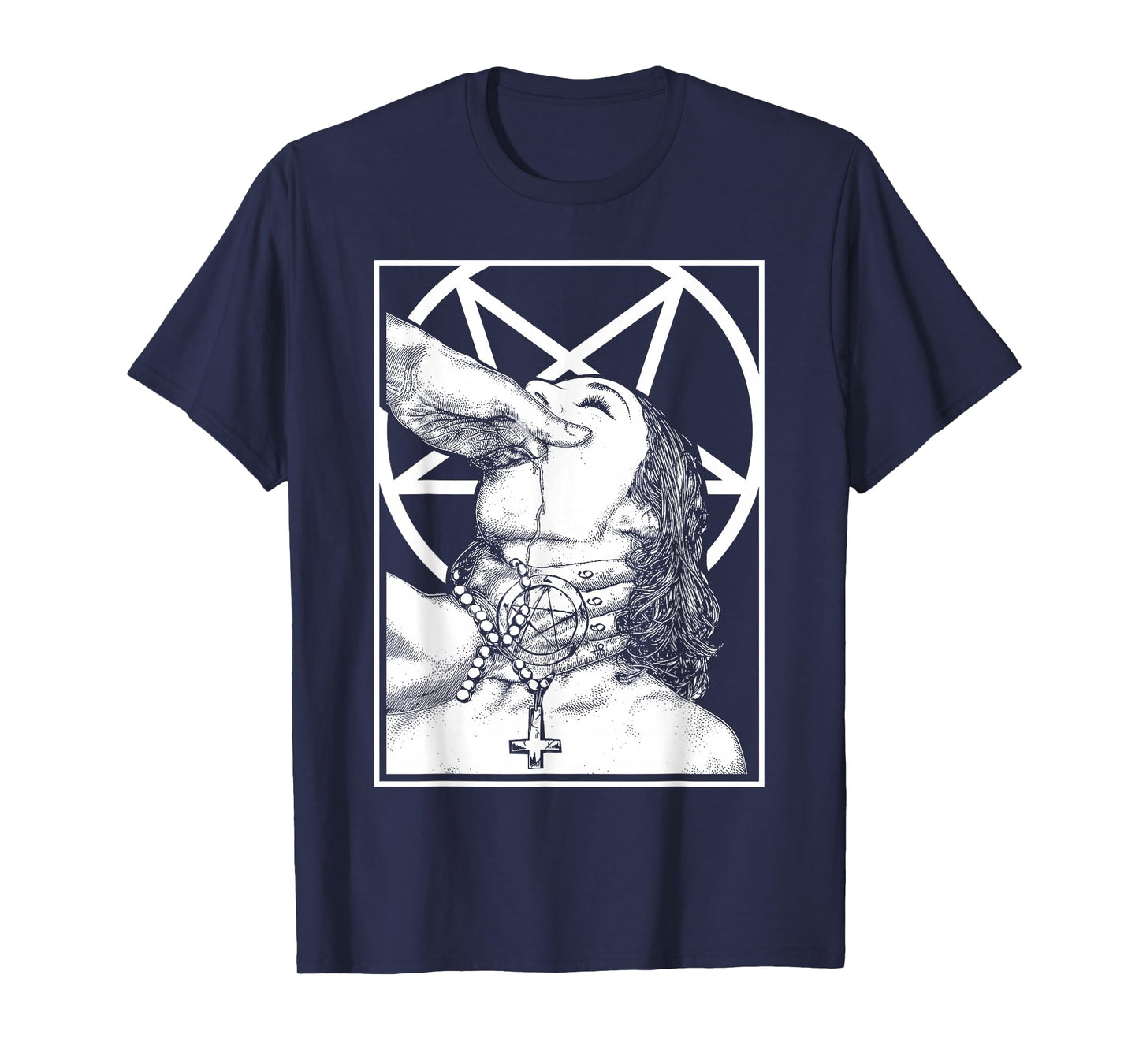Gothic Choked Up Unholy Nun Satan Baphomet Spooky Halloween T-Shirt