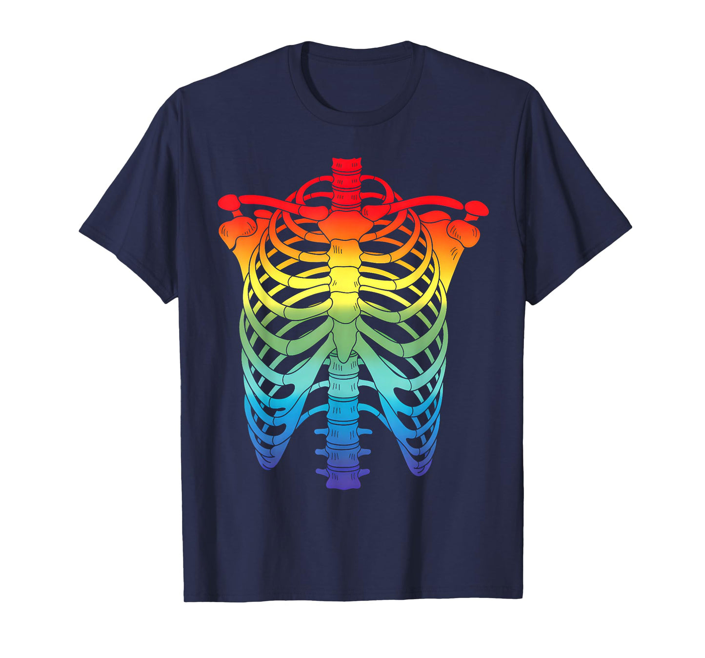 Halloween LGBTQ Rainbow Ribcage Costume Skeleton Gay Pride T-Shirt
