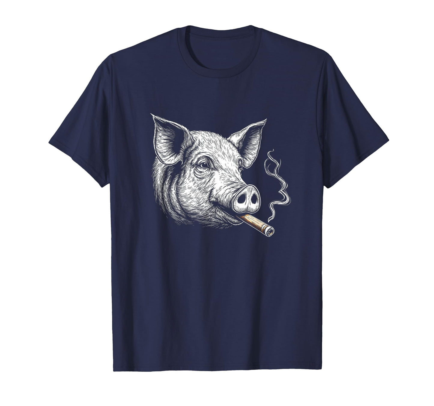 Pig Smoking a Cigar, Funny Farm Animal Art Graphic T-Shirt