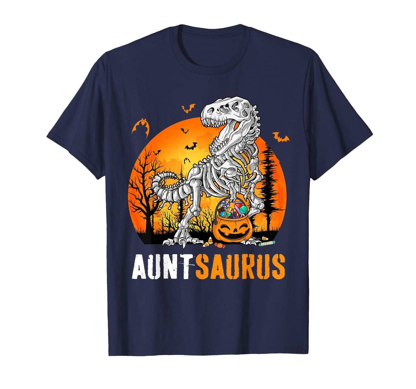 Auntsaurus Dinosaur Skeleton Halloween Aunt Saurus T-Shirt