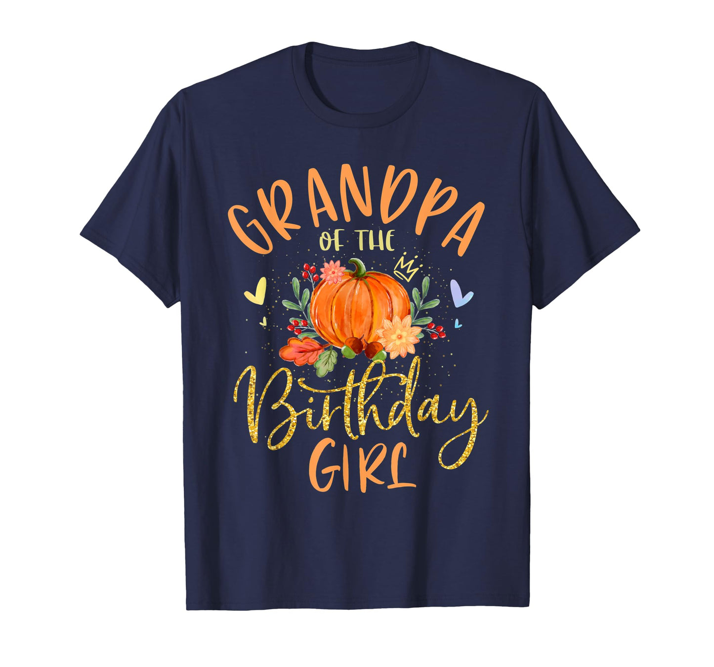 Mens Grandpa Of The Birthday Girl Pumpkin Themed Papa T-Shirt