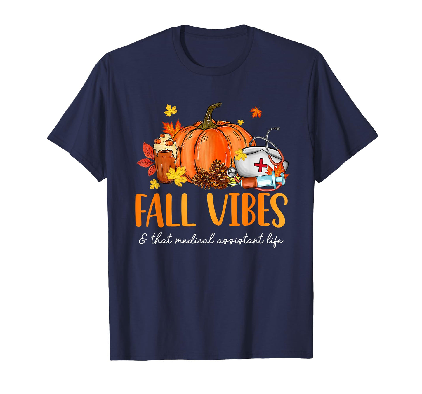 Fall Vibes & That Medical Assistant Life Leopard Pumpkin T-Shirt