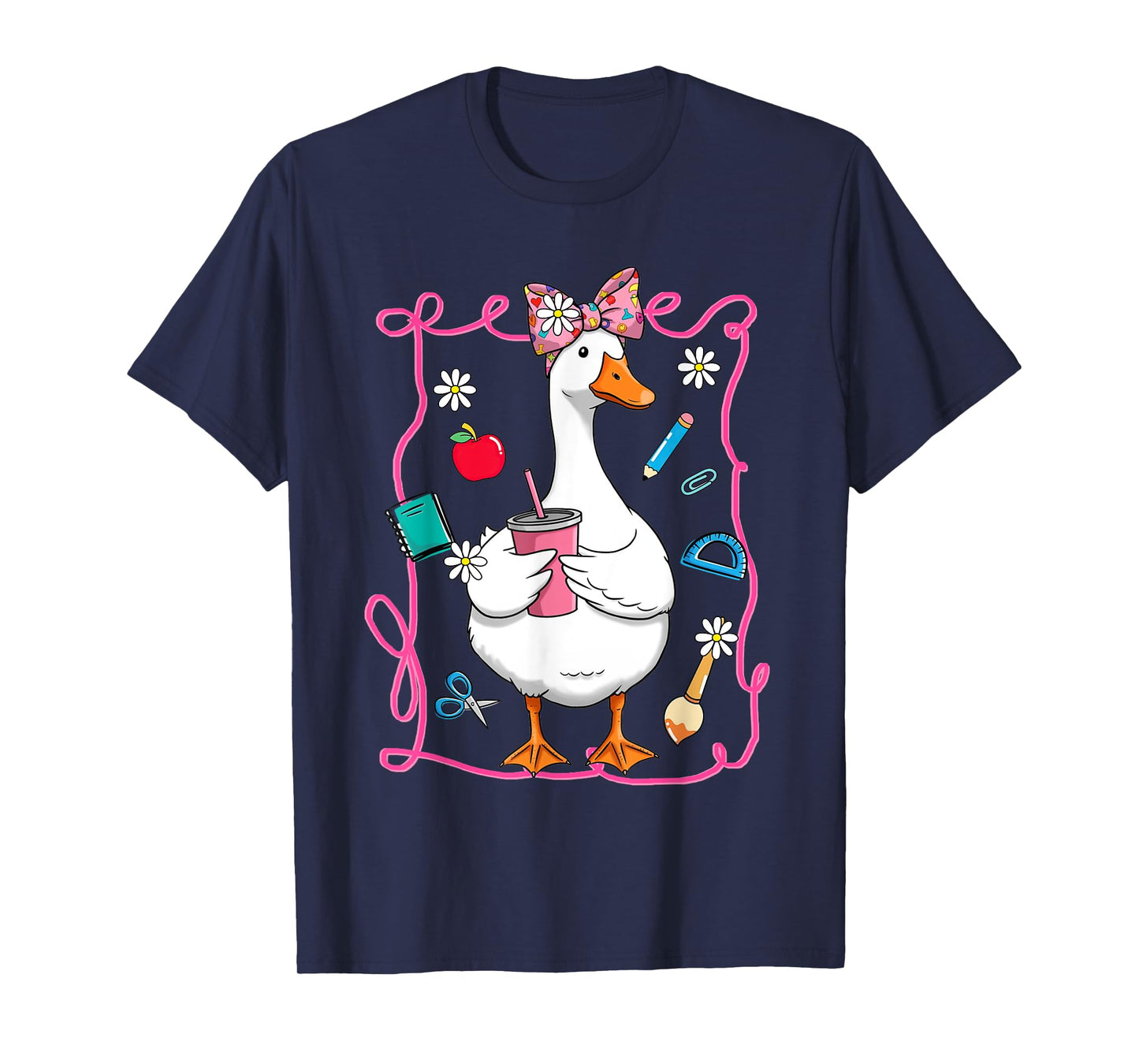 Girly Silly-Goose Teacher Appreciation Coquette Bow Teaching T-Shirt