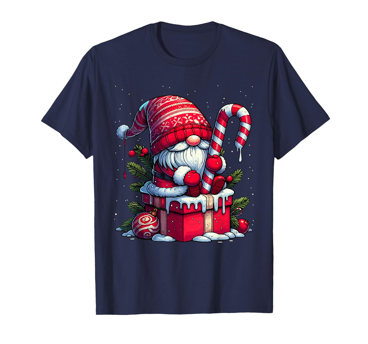 Gnome Candy Cane Christmas Cute X-mas Winter Holiday T-Shirt