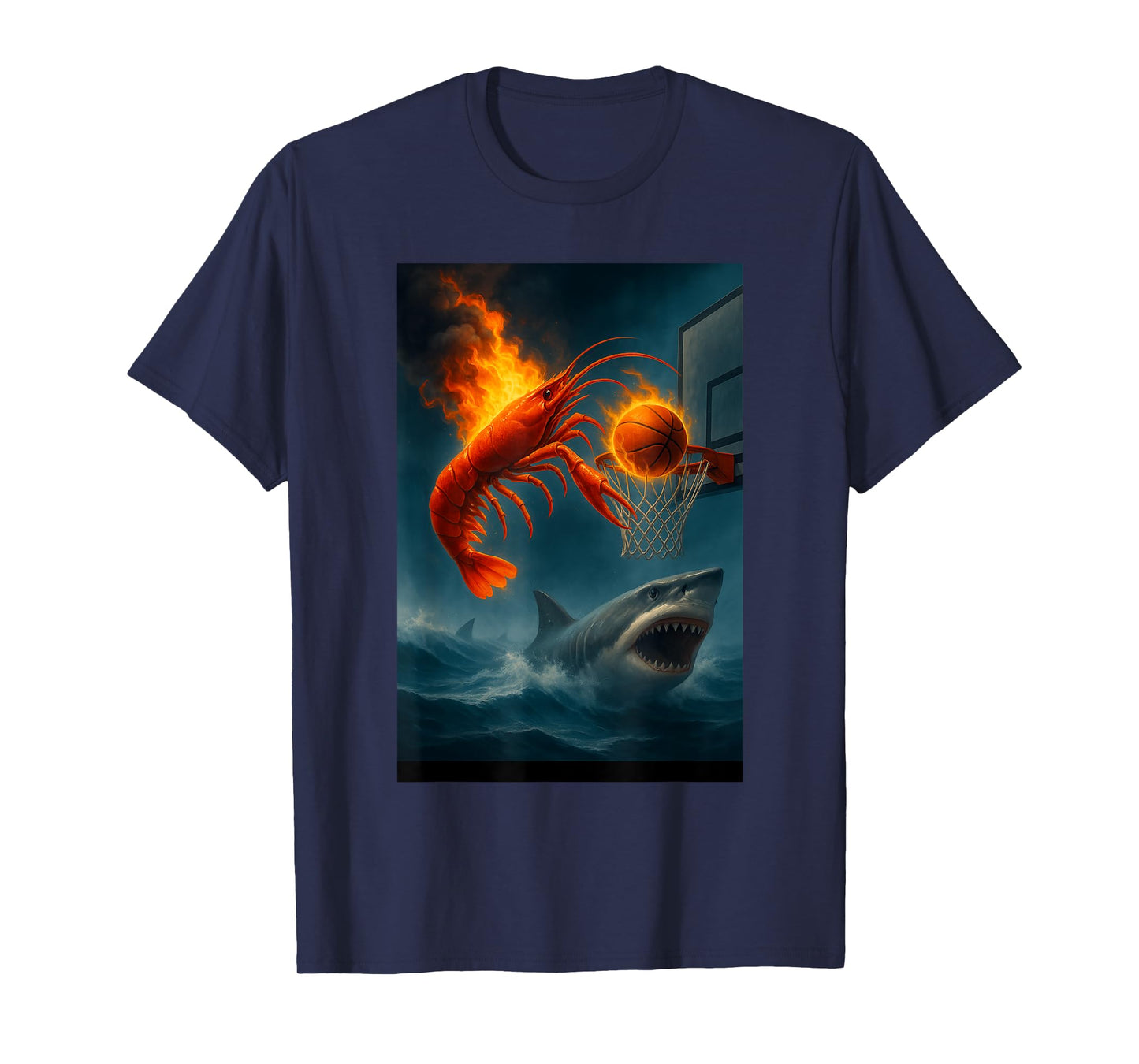 Shrimp Dunking on Shark Funny Fishing Meme T-Shirt