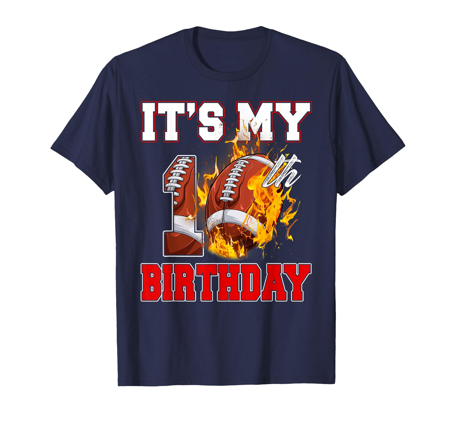 Funny It's My 10th Birthday 10 Years Old Football Ball Boys T-Shirt