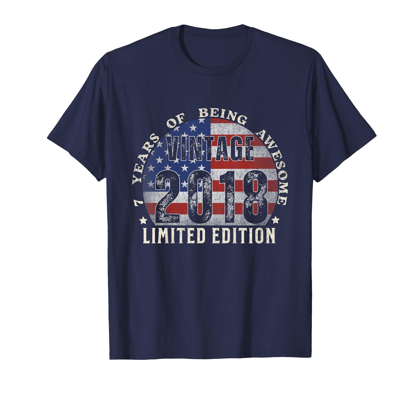 Kids Vintage 2018 Limited Edition 7-Year-Old Gifts 7th Birthday T-Shirt