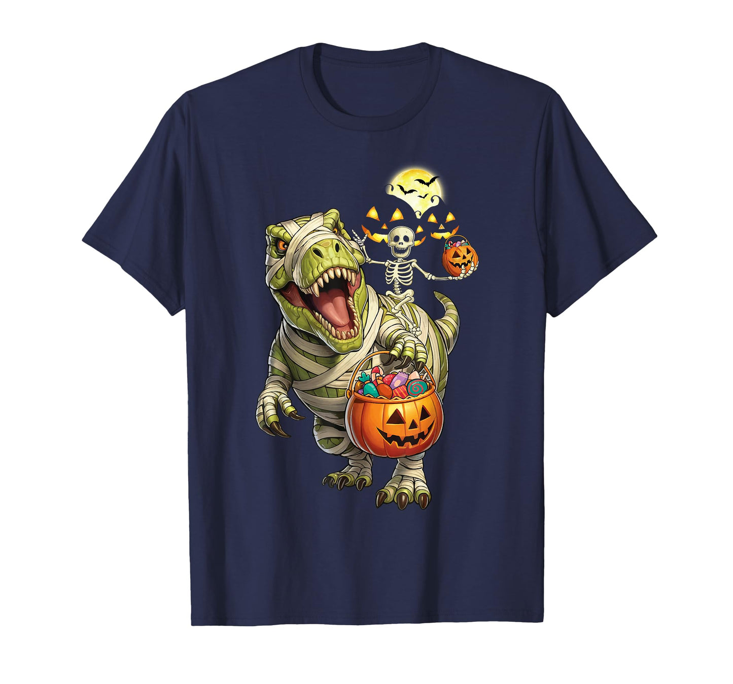 Dinosaur Halloween Skeleton Riding Mummy T Rex Costume T-Shirt
