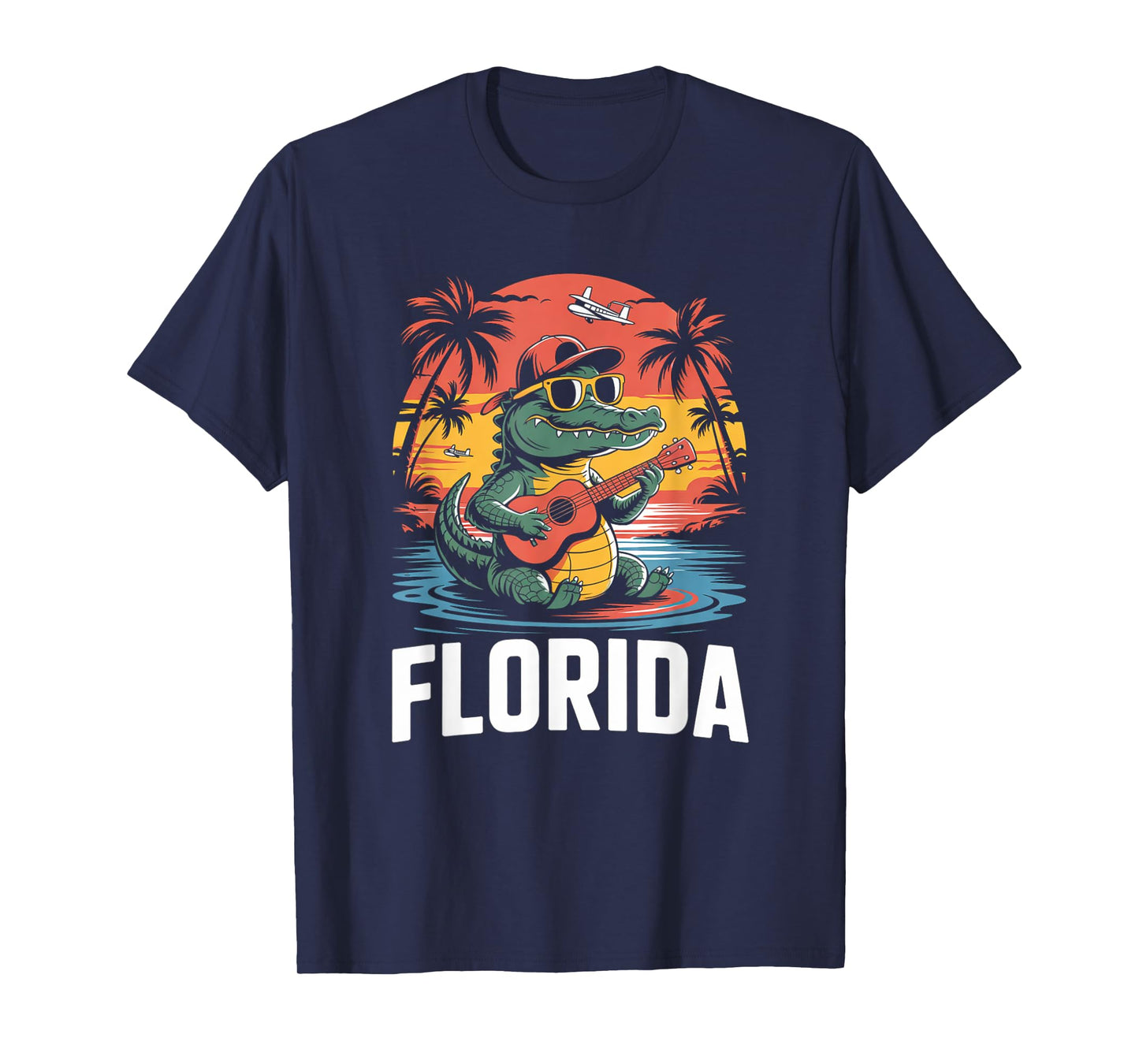Florida Alligator with Sunglasses Summer Vacation Tee T-Shirt