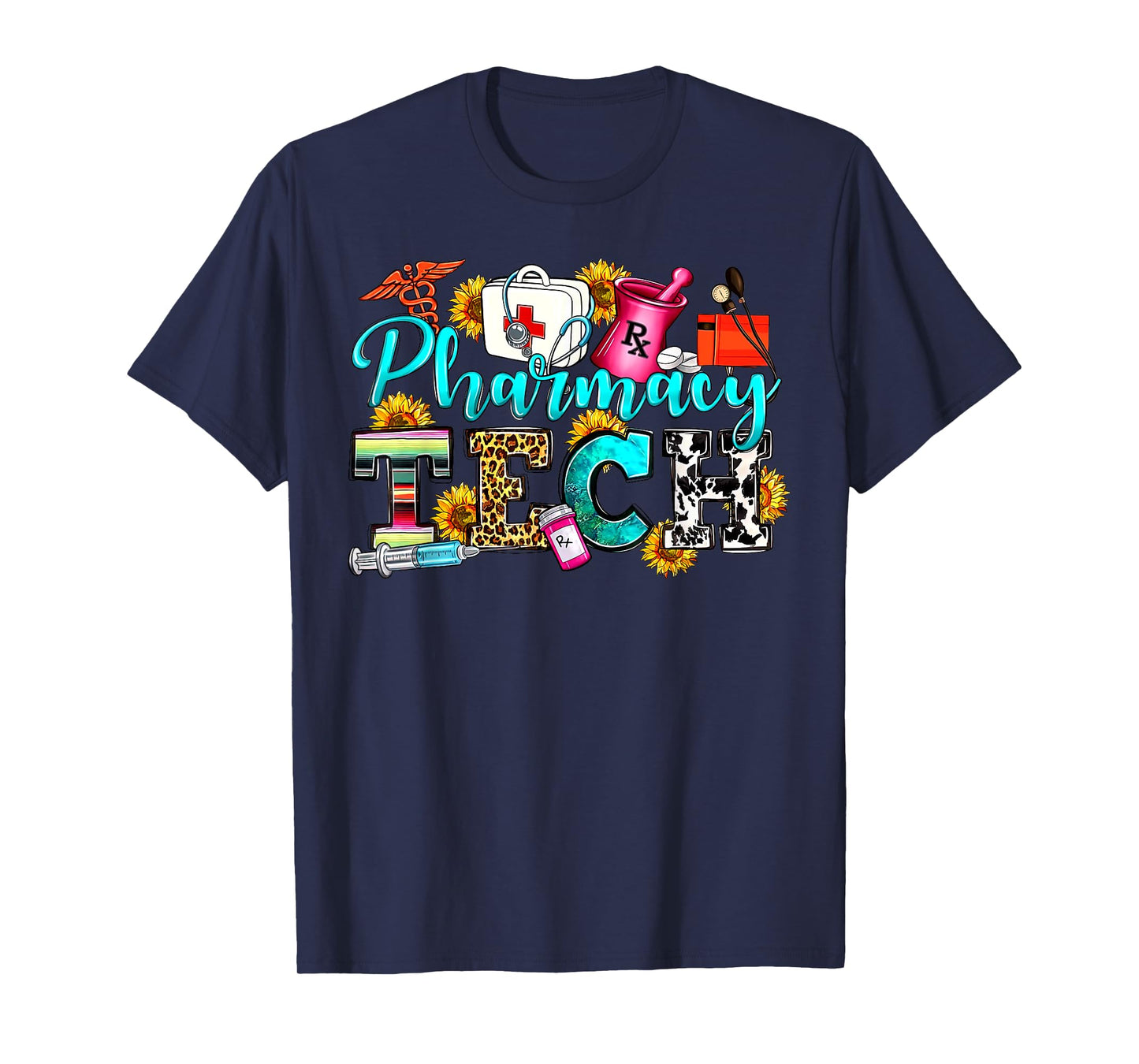 Retro Leopard Pharmacy Tech Pharmacist Certified Pharm Tech T-Shirt