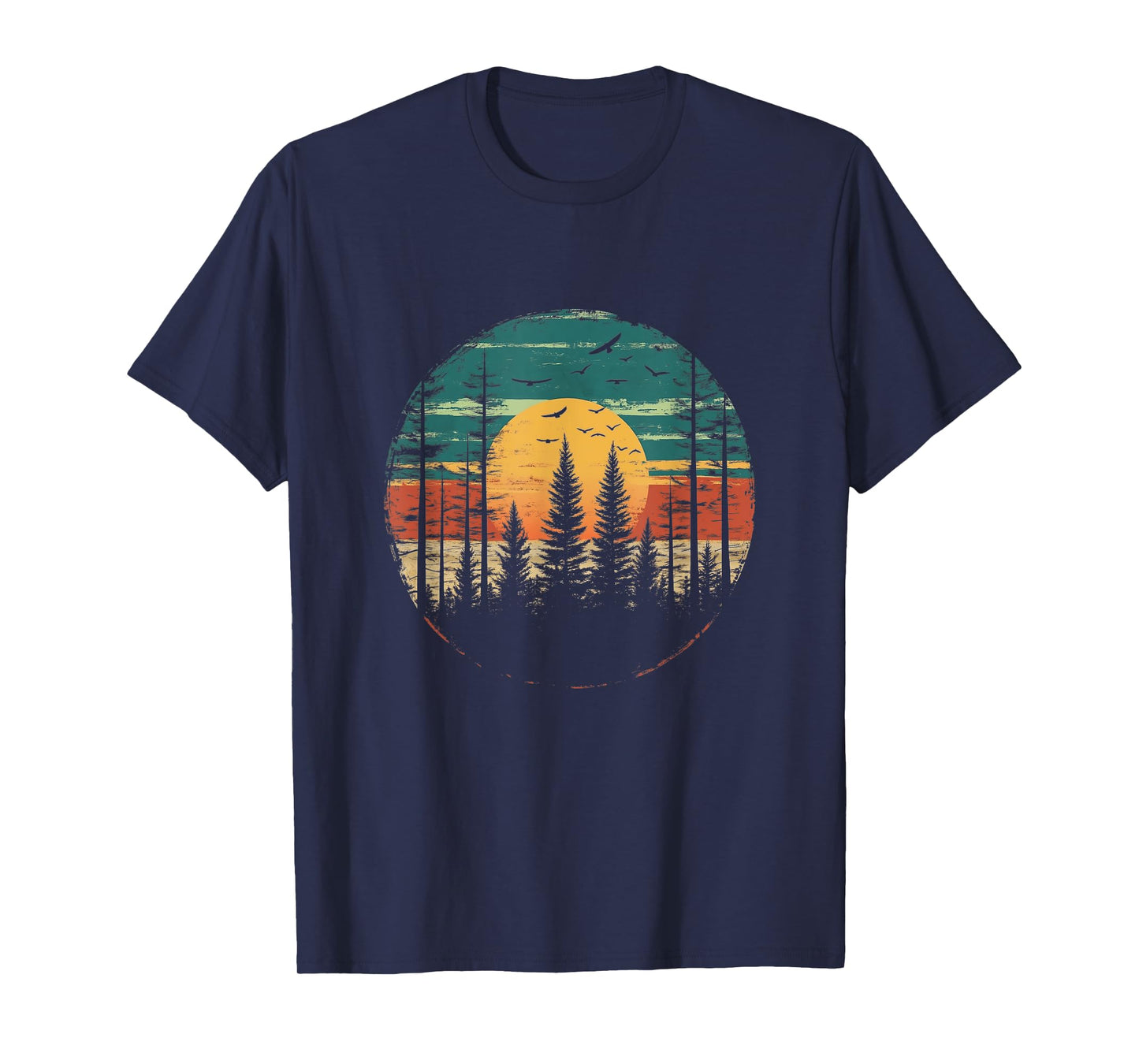 Retro Forest Trees Outdoors Nature Women Men Vintage Graphic T-Shirt