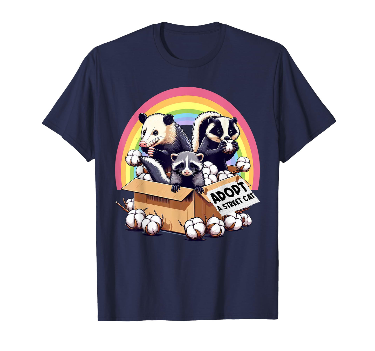 Adopt A Street Cat Funny Opossum Raccoon Skunk Vintage T-Shirt