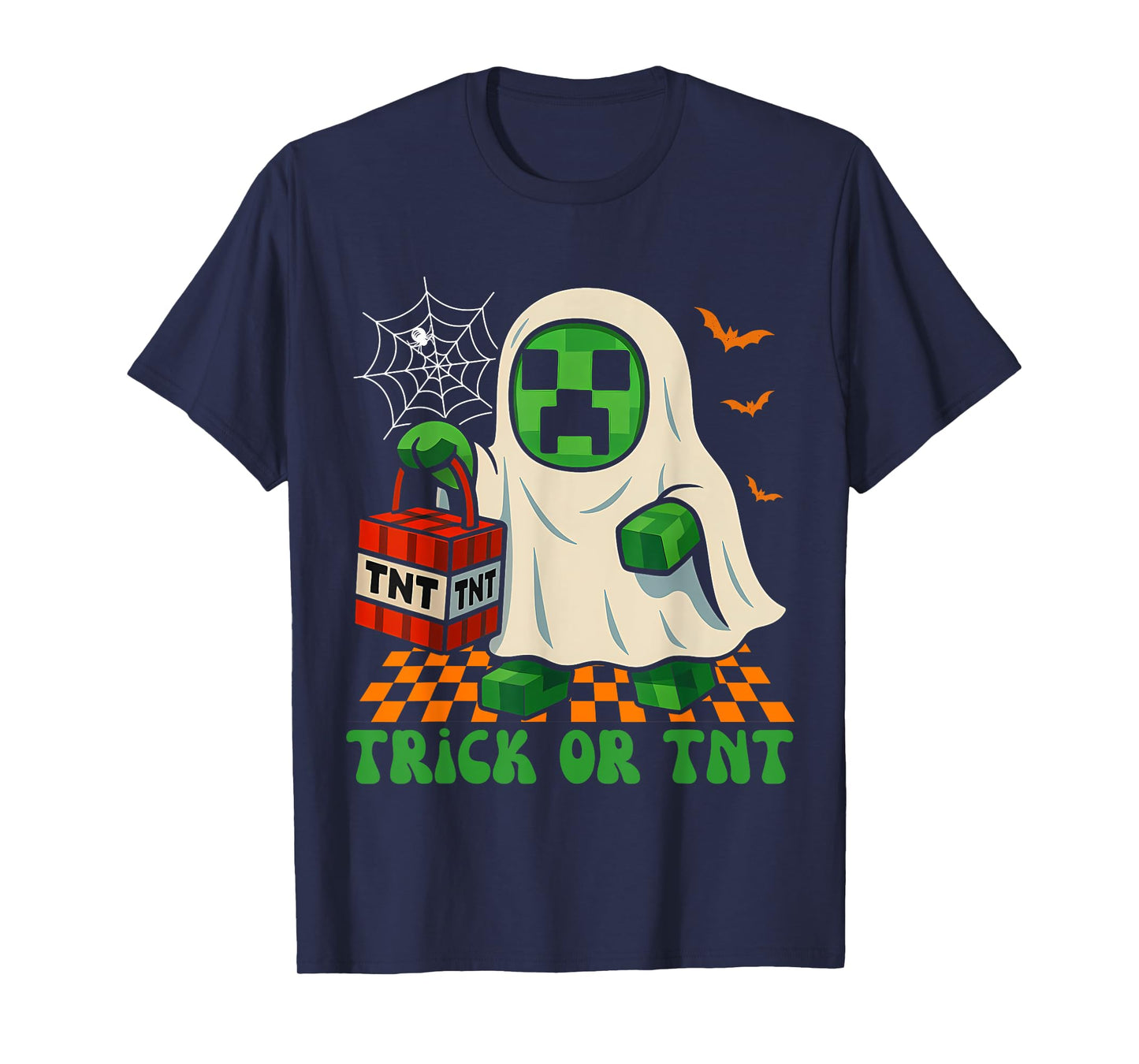 Funny Halloween Ghost Gamer Pixel Kids Boy Trick or TNT T-Shirt