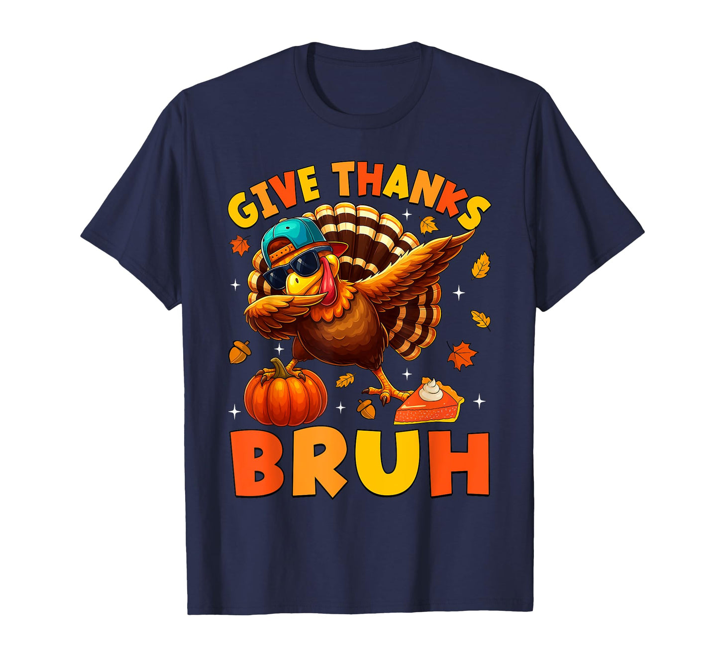 Bruh Give Thanks Funny Dabbing Turkey Thanksgiving Boy Kids T-Shirt