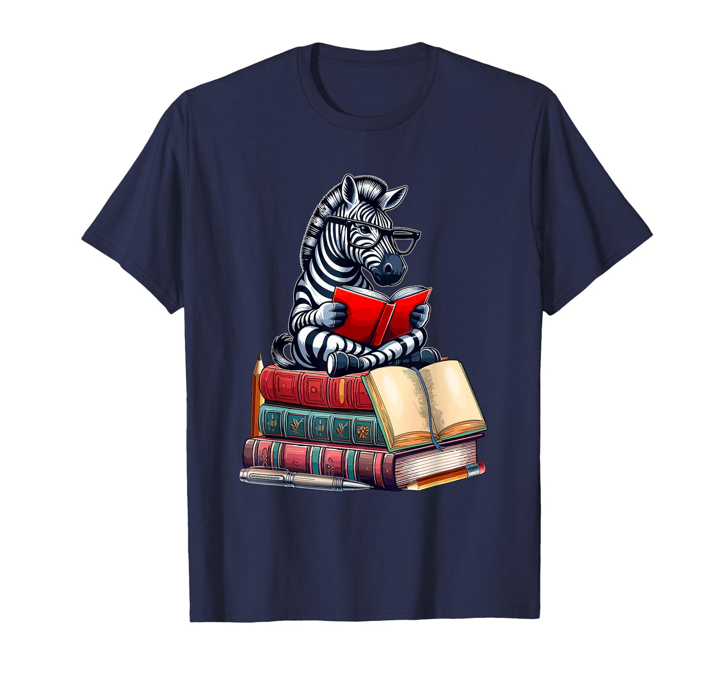 Zebra Reading Books Matching Bookworm Readers Librarian T-Shirt