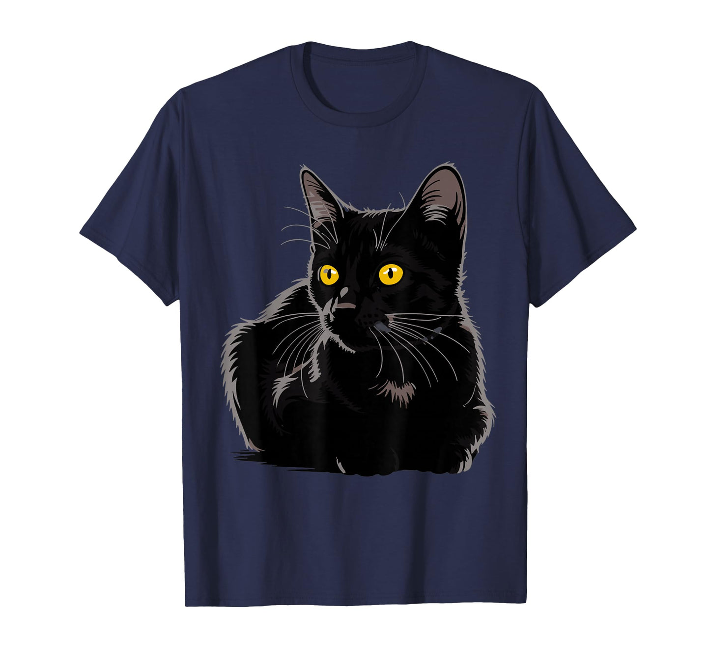 Black Cat Art Graphic with Yellow Eyes Cool Vintage T-Shirt