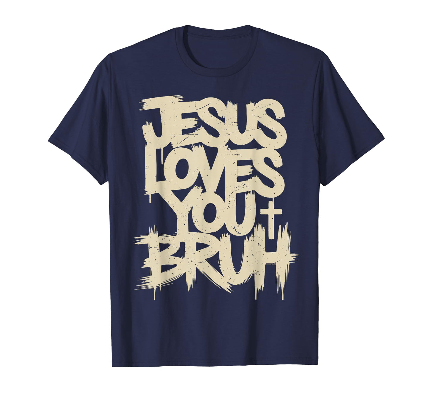 Youth Boy Jesus Loves You Bruh Funny Christian Men Teen Girl T-Shirt