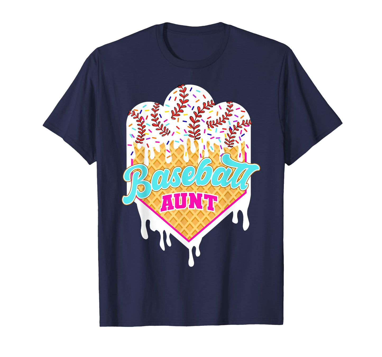 Baseball Aunt Ice Cream Drip Sweet Baseball Game Day Sport T-Shirt