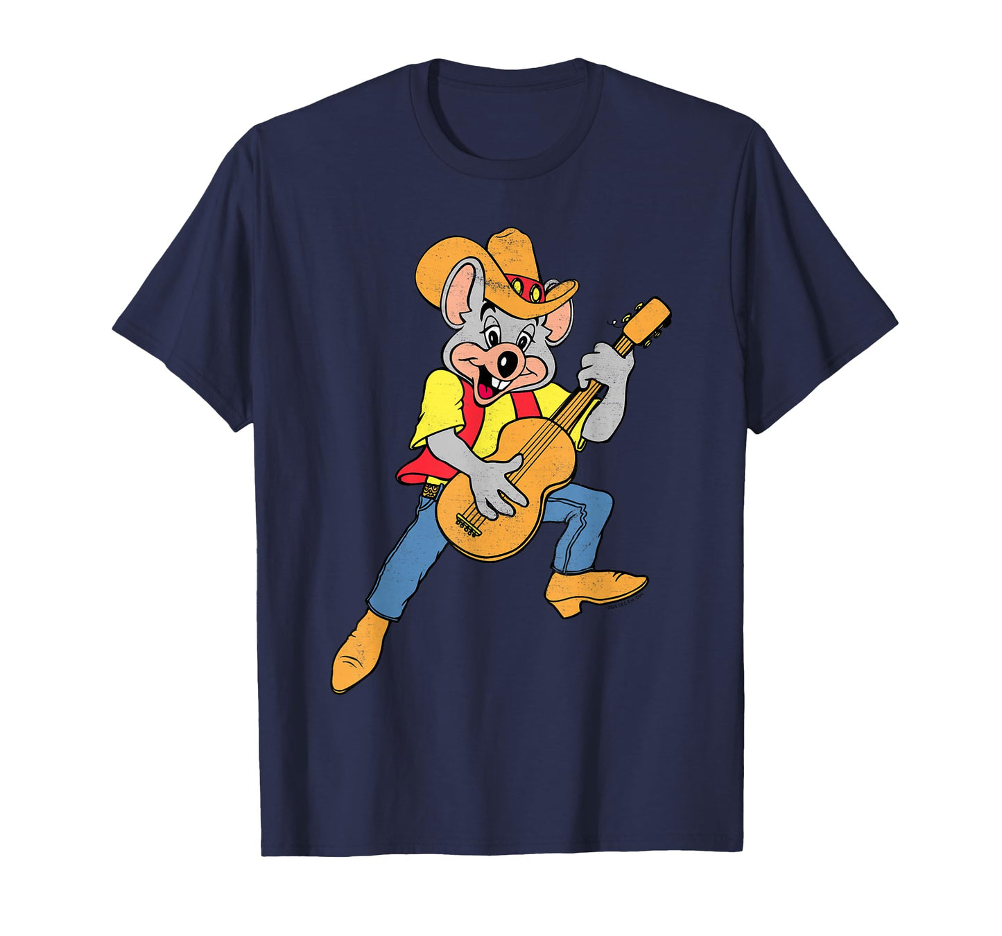 Chuck E. Cheese Cowboy Chuck E. Playing Guitar Distressed T-Shirt