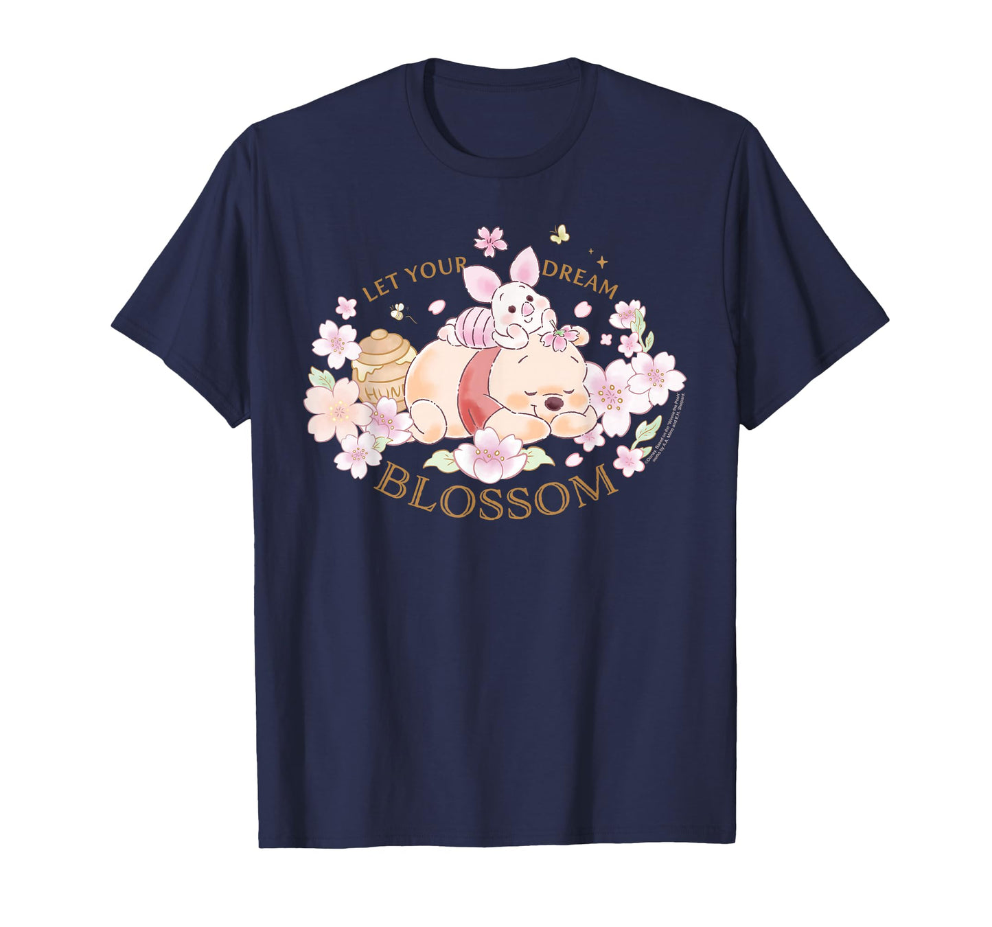 Disney Winnie The Pooh and Piglet Let Your Dream Blossom T-Shirt - T-Shirt | Navy