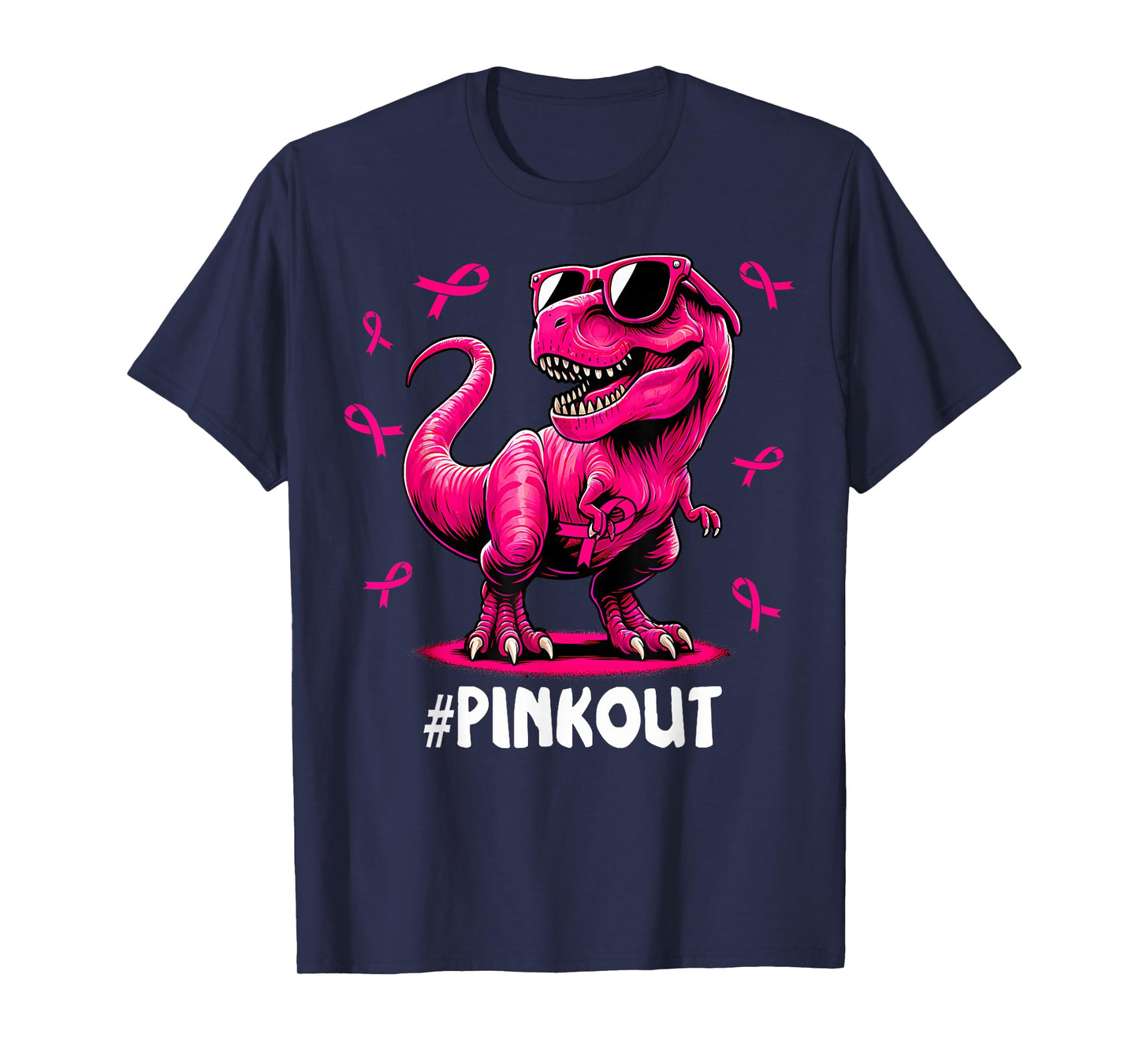 Pink Out Breast Cancer Dinosaur Ribbon Boy Girl Kid T-Shirt