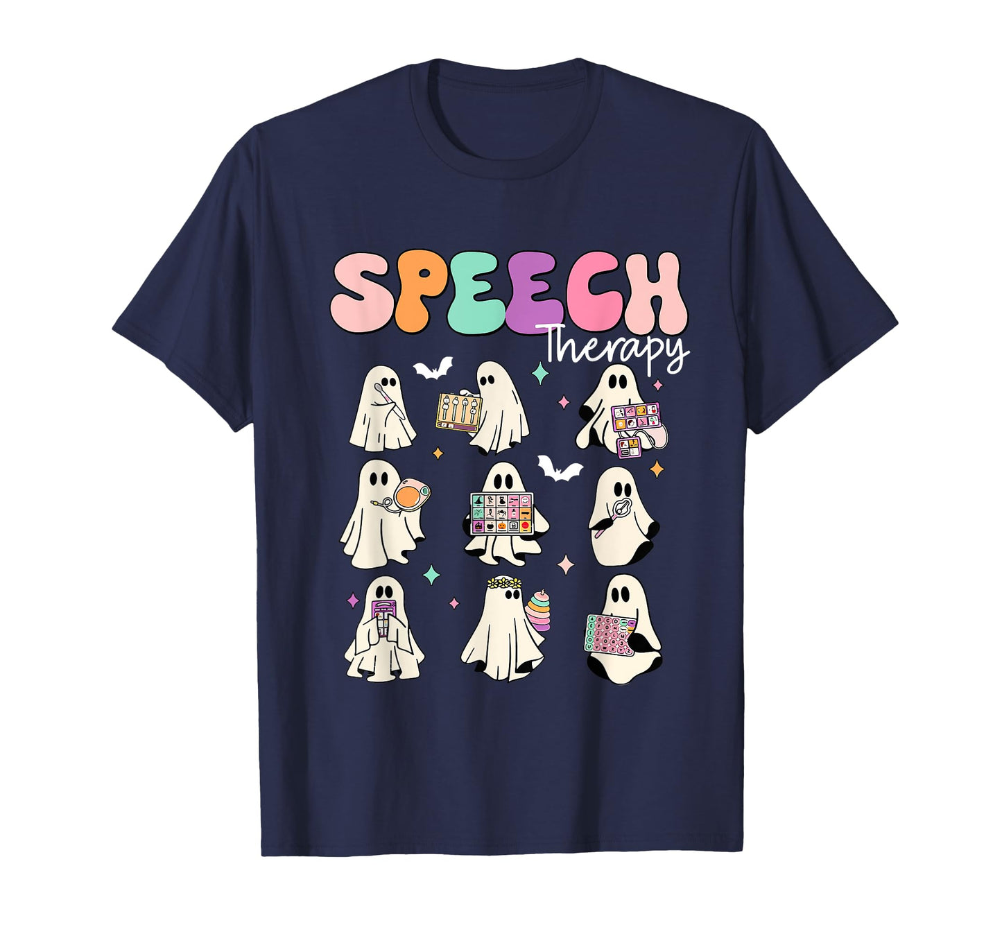 Retro SLP Ghost Halloween Speech Therapy Autumn Fall T-Shirt