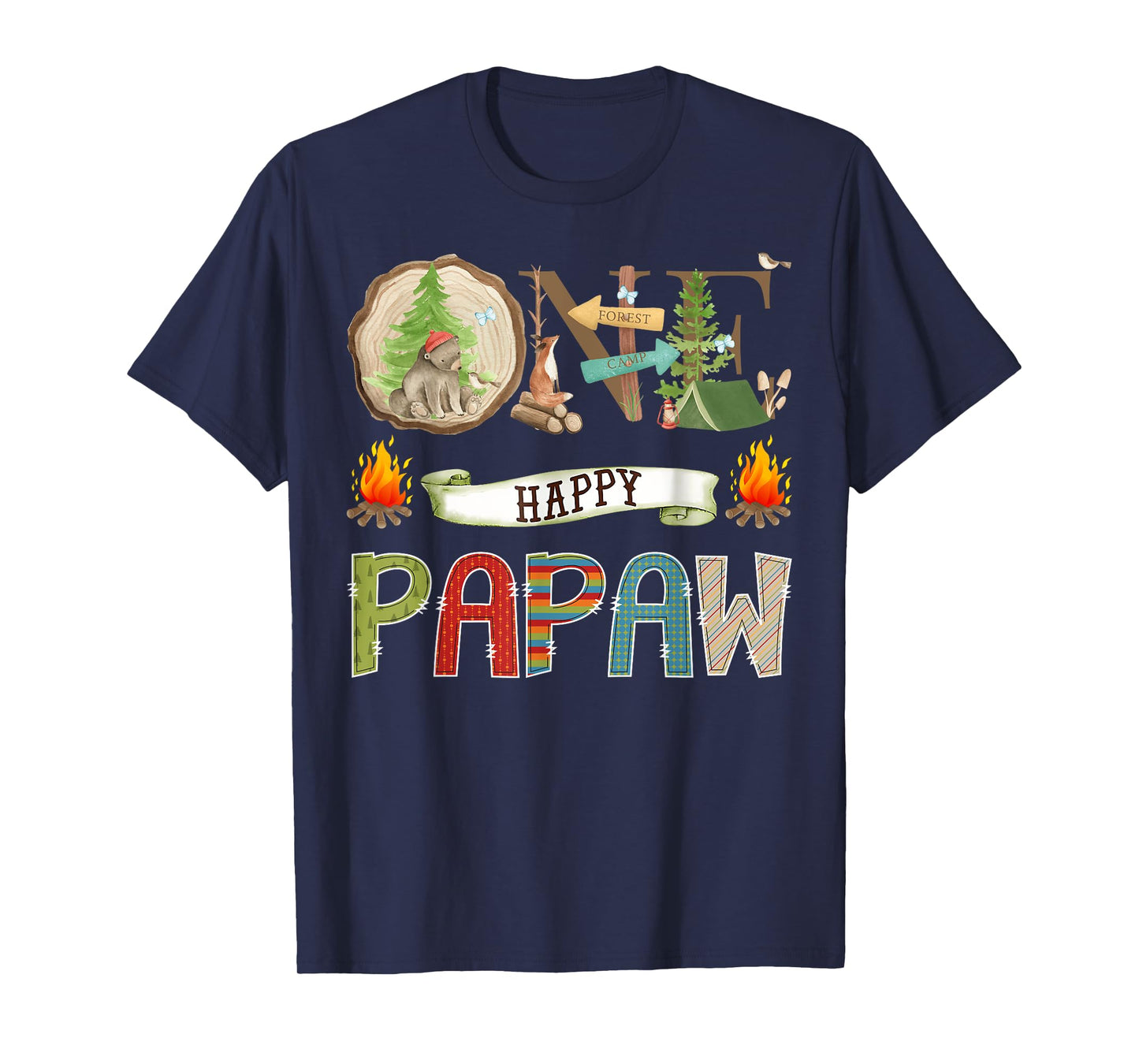 One Happy Papaw Camper 1St Birthday Camping Bear T-Shirt