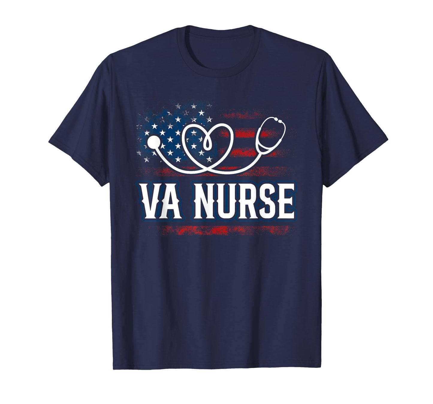 Womens American Flag VA Nurse Patriotic 4th of July Vintage T-Shirt