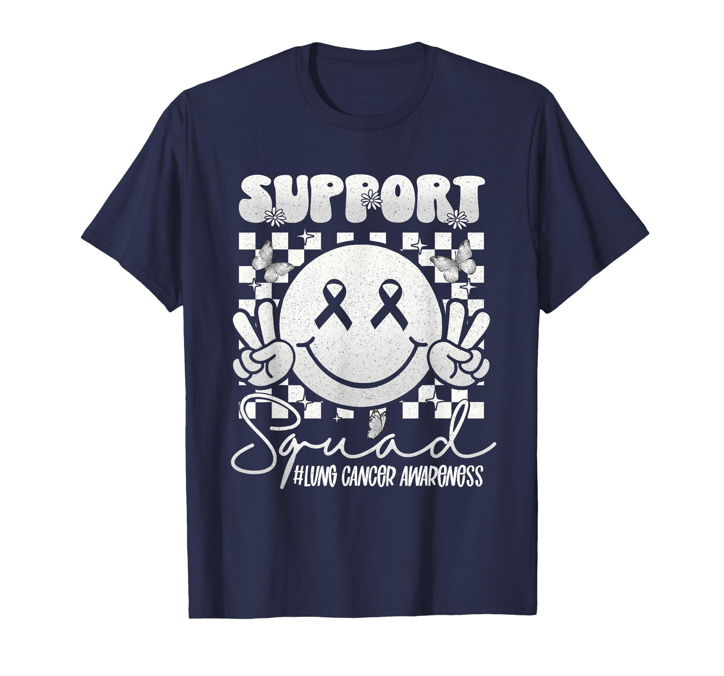 Lung Cancer Awareness Smile Face Support White Ribbon T-Shirt