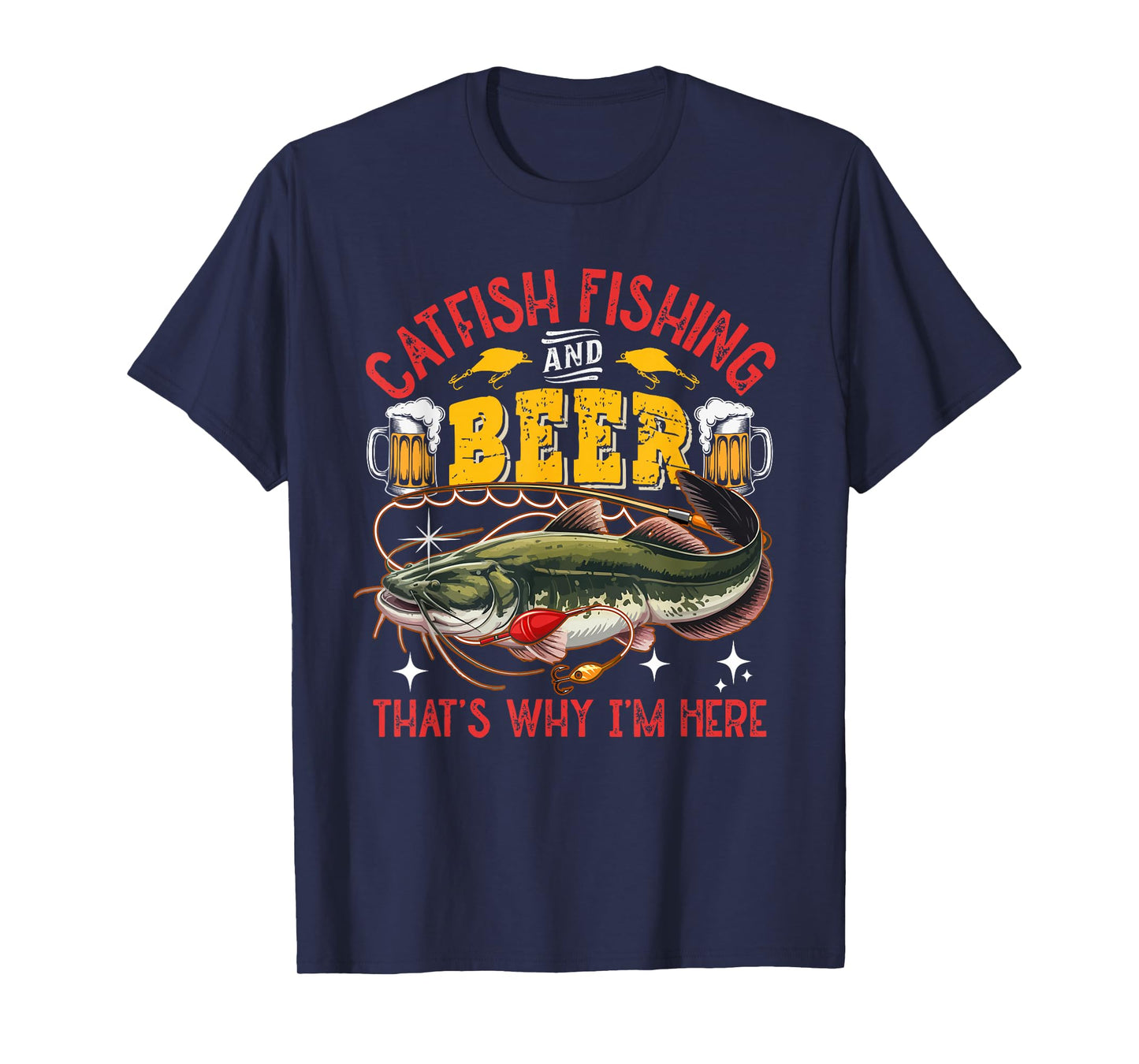 Catfish Fishing And Beer Funny Fisherman Drinking Beer Lover T-Shirt